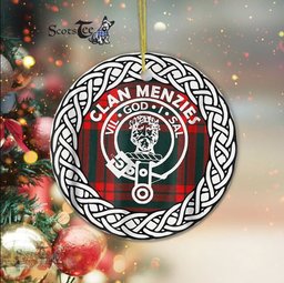 Menzies Scottish Clan Tartan Crest Badge Old Plaid Ornament Gift. Christmas Tree Ornament Tartan Ornament Great Christmas Ornaments Gift - Scotstee Shop