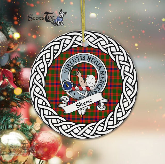 Skene Tartan Ornament,  ceramic ornament, personalized christmas ornaments, christmas tree ornaments, christmas door decorations, Plaid Ornament, Tartan Ceramic Ornament