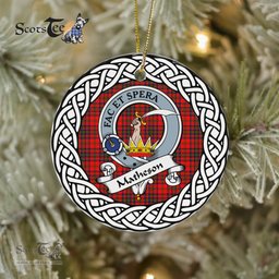 Matheson Tartan Ornament,  ceramic ornament, personalized christmas ornaments, christmas tree ornaments, christmas door decorations, Plaid Ornament, Tartan Ceramic Ornament