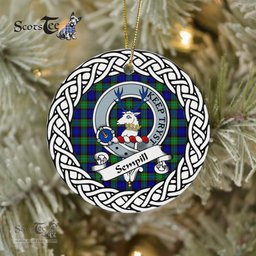Sempill Tartan Ornament,  ceramic ornament, personalized christmas ornaments, christmas tree ornaments, christmas door decorations, Plaid Ornament, Tartan Ceramic Ornament