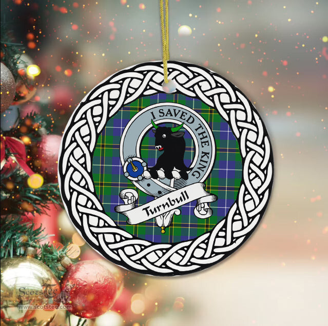Turnbull Tartan Ornament,  ceramic ornament, personalized christmas ornaments, christmas tree ornaments, christmas door decorations, Plaid Ornament, Tartan Ceramic Ornament
