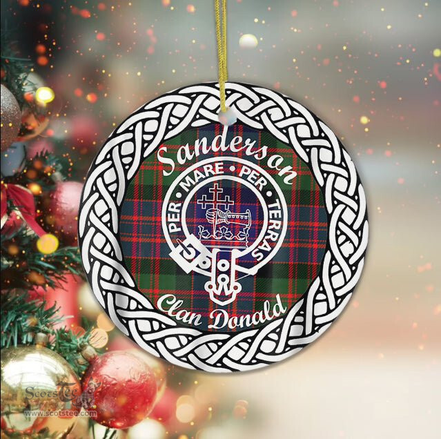 Sanderson Tartan Ornament,  ceramic ornament, personalized christmas ornaments, christmas tree ornaments, christmas door decorations, Plaid Ornament, Tartan Ceramic Ornament