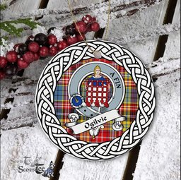 Ogilvie Tartan Ornament,  ceramic ornament, personalized christmas ornaments, christmas tree ornaments, christmas door decorations, Plaid Ornament, Tartan Ceramic Ornament