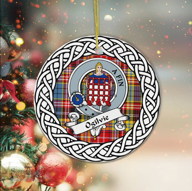 Ogilvie Tartan Ornament,  ceramic ornament, personalized christmas ornaments, christmas tree ornaments, christmas door decorations, Plaid Ornament, Tartan Ceramic Ornament