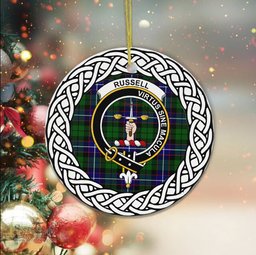 Russell Tartan Ornament,  ceramic ornament, personalized christmas ornaments, christmas tree ornaments, christmas door decorations, Plaid Ornament, Tartan Ceramic Ornament