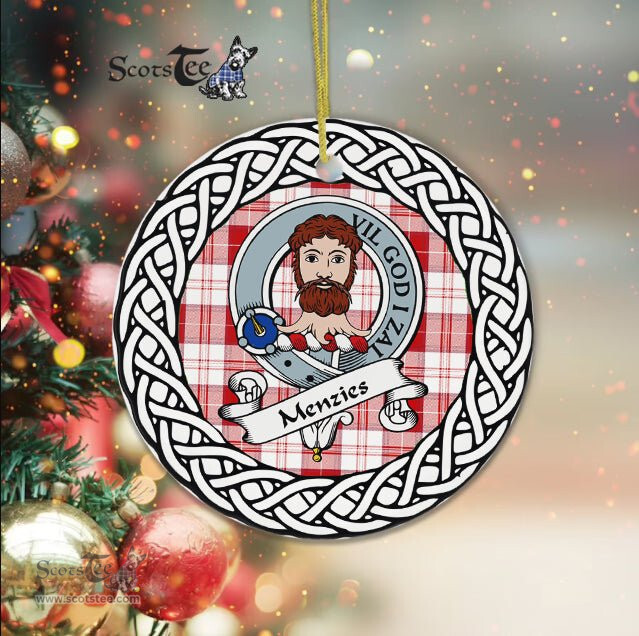 Menzies Tartan Ornament,  ceramic ornament, personalized christmas ornaments, christmas tree ornaments, christmas door decorations, Plaid Ornament, Tartan Ceramic Ornament