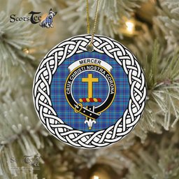 Mercer Tartan Ornament,  ceramic ornament, personalized christmas ornaments, christmas tree ornaments, christmas door decorations, Plaid Ornament, Tartan Ceramic Ornament