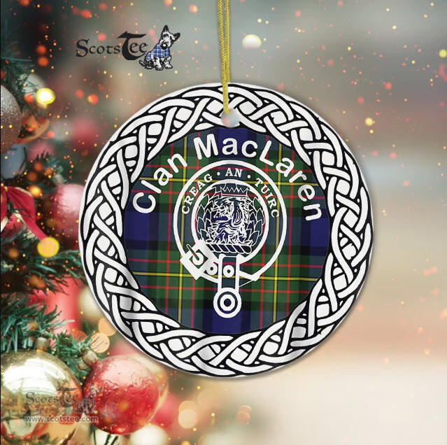 MacLaren Scottish Clan Tartan Crest Badge Old Plaid Ornament Gift. Christmas Tree Ornament Tartan Ornament Great Christmas Ornaments Gift - Scotstee Shop