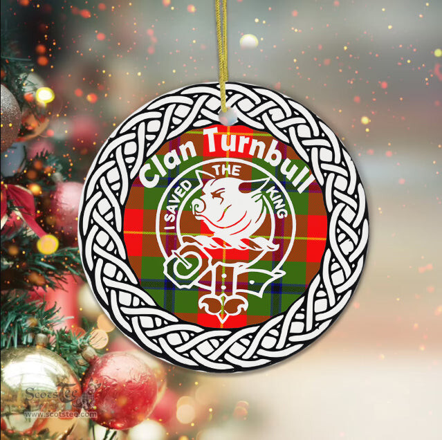 Scotstee Shop - Turnbull Clan Tartan Crest Badge Plaid Ornament Gift. Christmas Tree Ornament Tartan Ornament Great Christmas Ornaments Gift