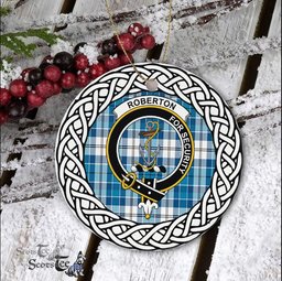 Roberton Tartan Ornament,  ceramic ornament, personalized christmas ornaments, christmas tree ornaments, christmas door decorations, Plaid Ornament, Tartan Ceramic Ornament