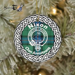 Nixon Tartan Ornament,  ceramic ornament, personalized christmas ornaments, christmas tree ornaments, christmas door decorations, Plaid Ornament, Tartan Ceramic Ornament
