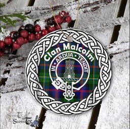 MalColm Scottish Clan Tartan Crest Badge Old Plaid Ornament Gift. Christmas Tree Ornament Tartan Ornament Great Christmas Ornaments Gift - Scotstee Shop