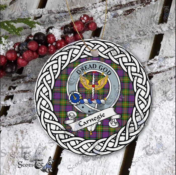 Carnegie Scottish Clan Tartan Crest Badge Plaid Ornament Gift. Christmas Tree Ornament Carnegie Clan Tartan Ornament,  ceramic ornament, personalized christmas ornaments, christmas tree ornaments, christmas door decorations, Plaid Ornament, Tartan Ceramic Ornament