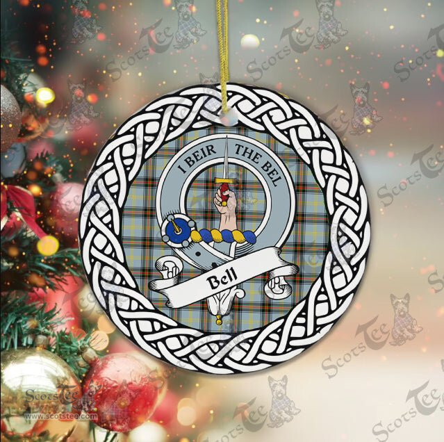 Bell Scottish Clan Tartan Crest Badge Plaid Ornament Gift. Christmas Tree Ornament Bell Clan Tartan Ornament,  ceramic ornament, personalized christmas ornaments, christmas tree ornaments, christmas door decorations, Plaid Ornament, Tartan Ceramic Ornament
