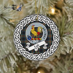 Lyle Tartan Ornament,  ceramic ornament, personalized christmas ornaments, christmas tree ornaments, christmas door decorations, Plaid Ornament, Tartan Ceramic Ornament