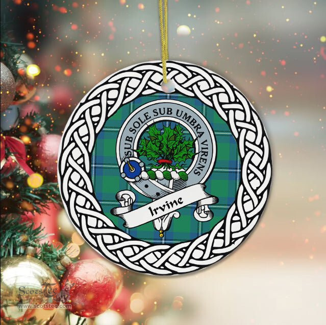 Irvine Tartan Ornament,  ceramic ornament, personalized christmas ornaments, christmas tree ornaments, christmas door decorations, Plaid Ornament, Tartan Ceramic Ornament