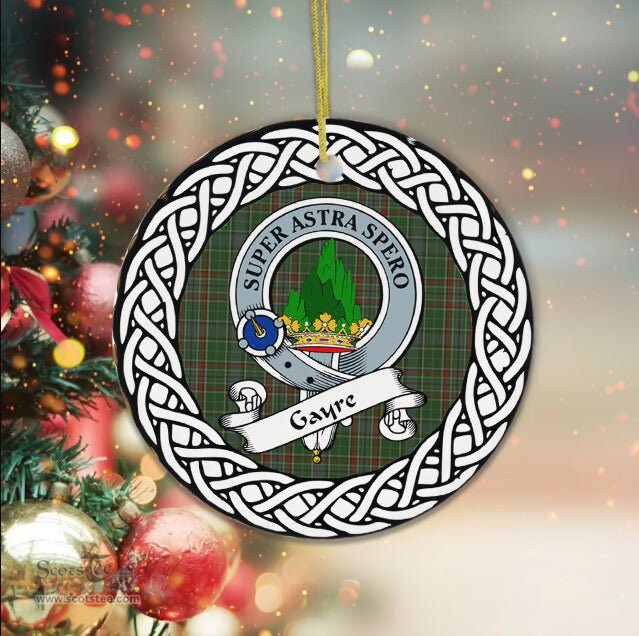 Gayre Tartan Ornament,  ceramic ornament, personalized christmas ornaments, christmas tree ornaments, christmas door decorations, Plaid Ornament, Tartan Ceramic Ornament