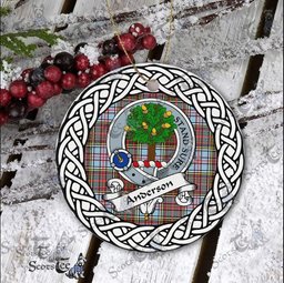 Anderson Scottish Clan Tartan Crest Badge Plaid Ornament Gift. Christmas Tree Ornament Anderson Clan Tartan Ornament,  ceramic ornament, personalized christmas ornaments, christmas tree ornaments, christmas door decorations, Plaid Ornament, Tartan Ceramic Ornament