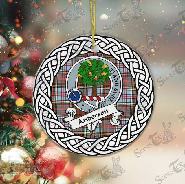 Anderson Scottish Clan Tartan Crest Badge Plaid Ornament Gift. Christmas Tree Ornament Anderson Clan Tartan Ornament,  ceramic ornament, personalized christmas ornaments, christmas tree ornaments, christmas door decorations, Plaid Ornament, Tartan Ceramic Ornament