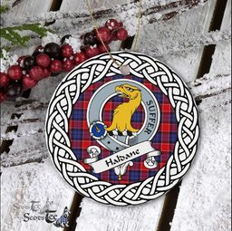 Haldane Tartan Ornament,  ceramic ornament, personalized christmas ornaments, christmas tree ornaments, christmas door decorations, Plaid Ornament, Tartan Ceramic Ornament