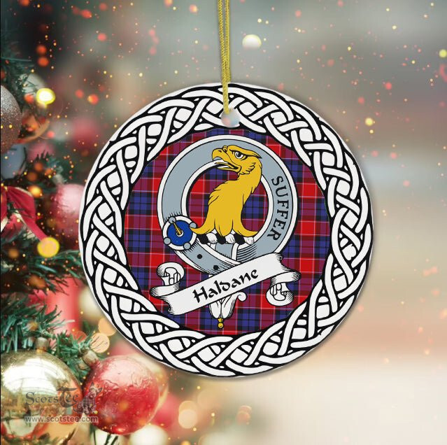 Haldane Tartan Ornament,  ceramic ornament, personalized christmas ornaments, christmas tree ornaments, christmas door decorations, Plaid Ornament, Tartan Ceramic Ornament