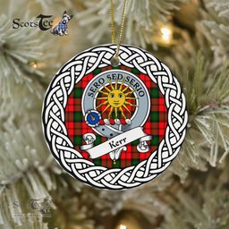 Kerr Tartan Ornament,  ceramic ornament, personalized christmas ornaments, christmas tree ornaments, christmas door decorations, Plaid Ornament, Tartan Ceramic Ornament