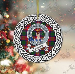 Charteris Scottish Clan Tartan Crest Badge Plaid Ornament Gift. Christmas Tree Ornament Charteris Clan Tartan Ornament,  ceramic ornament, personalized christmas ornaments, christmas tree ornaments, christmas door decorations, Plaid Ornament, Tartan Ceramic Ornament