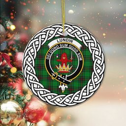 Lundin Tartan Ornament,  ceramic ornament, personalized christmas ornaments, christmas tree ornaments, christmas door decorations, Plaid Ornament, Tartan Ceramic Ornament