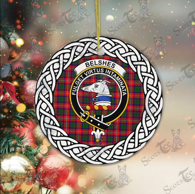 Belshes Scottish Clan Tartan Crest Badge Plaid Ornament Gift. Christmas Tree Ornament Belshes Clan Tartan Ornament,  ceramic ornament, personalized christmas ornaments, christmas tree ornaments, christmas door decorations, Plaid Ornament, Tartan Ceramic Ornament