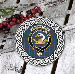 Edmonstone Tartan Ornament,  ceramic ornament, personalized christmas ornaments, christmas tree ornaments, christmas door decorations, Plaid Ornament, Tartan Ceramic Ornament