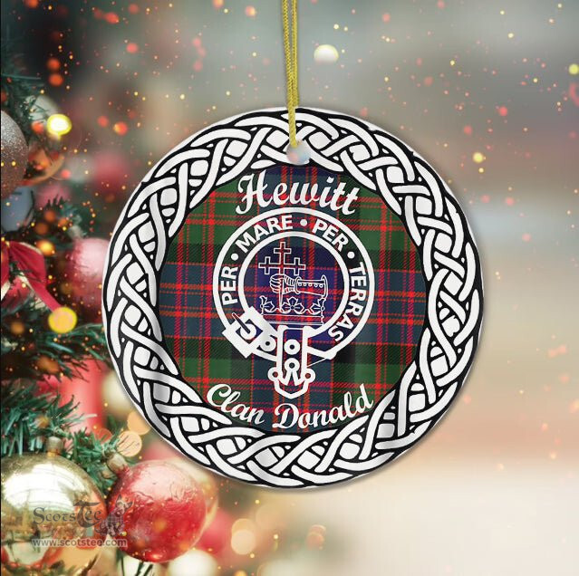 Hewitt Tartan Ornament,  ceramic ornament, personalized christmas ornaments, christmas tree ornaments, christmas door decorations, Plaid Ornament, Tartan Ceramic Ornament