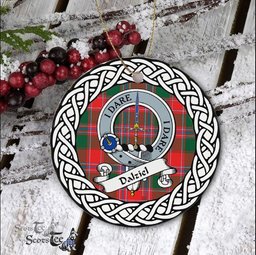 Dalziel Tartan Ornament,  ceramic ornament, personalized christmas ornaments, christmas tree ornaments, christmas door decorations, Plaid Ornament, Tartan Ceramic Ornament