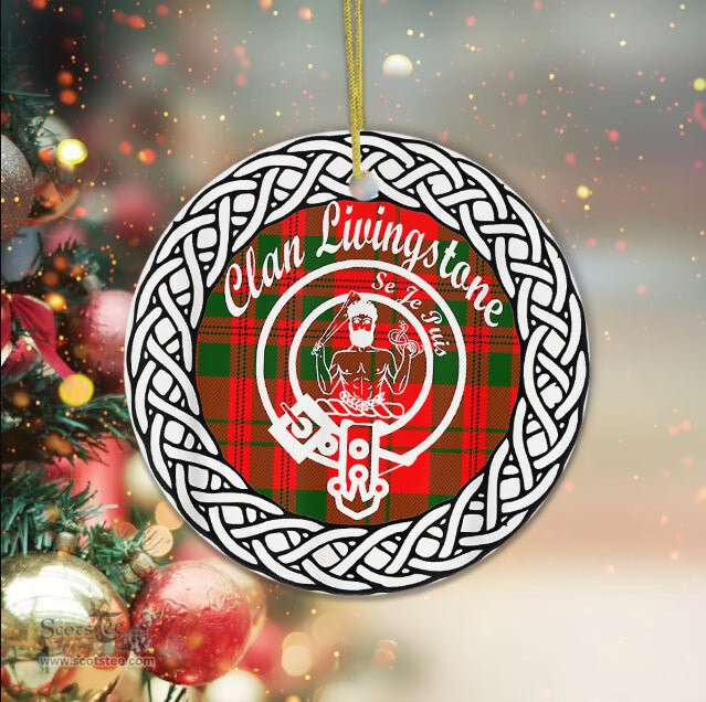 Livingstone Clan Tartan Crest Badge Plaid Ornament Gift. Christmas Tree Ornament Tartan Ornament Great Christmas Ornaments Gift - Scotstee Shop