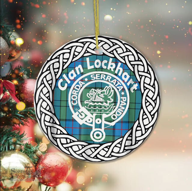 Lockhart Scottish Clan Tartan Crest Badge Old Plaid Ornament Gift. Christmas Tree Ornament Tartan Ornament Great Christmas Ornaments Gift - Scotstee Shop