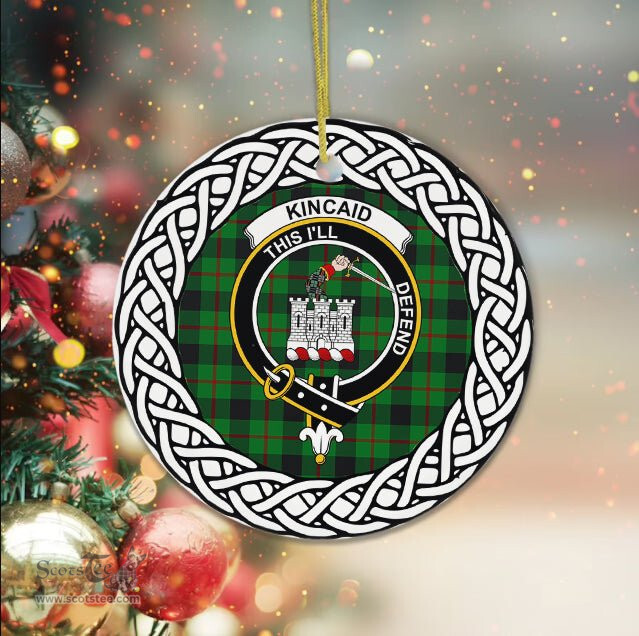 Kincaid Tartan Ornament,  ceramic ornament, personalized christmas ornaments, christmas tree ornaments, christmas door decorations, Plaid Ornament, Tartan Ceramic Ornament