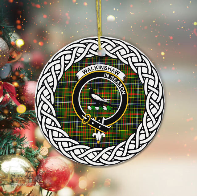 Walkinshaw Tartan Ornament,  ceramic ornament, personalized christmas ornaments, christmas tree ornaments, christmas door decorations, Plaid Ornament, Tartan Ceramic Ornament