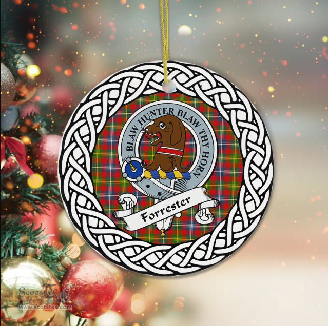 Forrester Tartan Ornament,  ceramic ornament, personalized christmas ornaments, christmas tree ornaments, christmas door decorations, Plaid Ornament, Tartan Ceramic Ornament