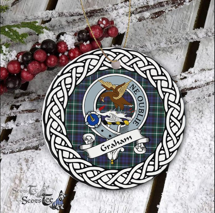 Graham Tartan Ornament,  ceramic ornament, personalized christmas ornaments, christmas tree ornaments, christmas door decorations, Plaid Ornament, Tartan Ceramic Ornament