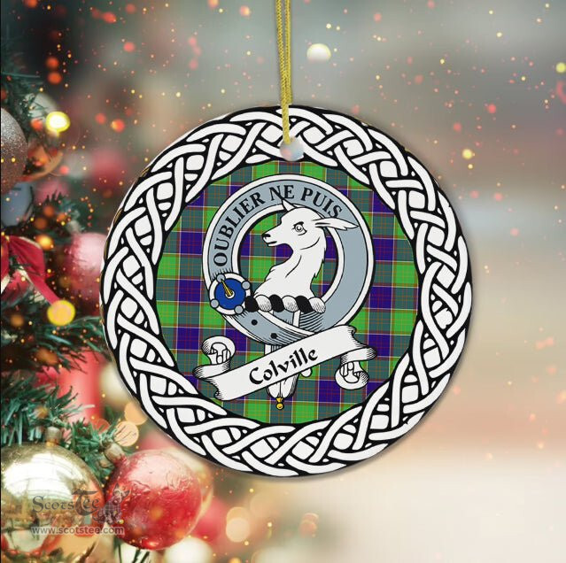 Colville Scottish Clan Tartan Crest Badge Plaid Ornament Gift. Christmas Tree Ornament Colville Clan Tartan Ornament,  ceramic ornament, personalized christmas ornaments, christmas tree ornaments, christmas door decorations, Plaid Ornament, Tartan Ceramic Ornament