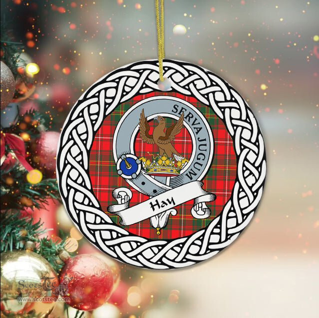 Hay Tartan Ornament,  ceramic ornament, personalized christmas ornaments, christmas tree ornaments, christmas door decorations, Plaid Ornament, Tartan Ceramic Ornament