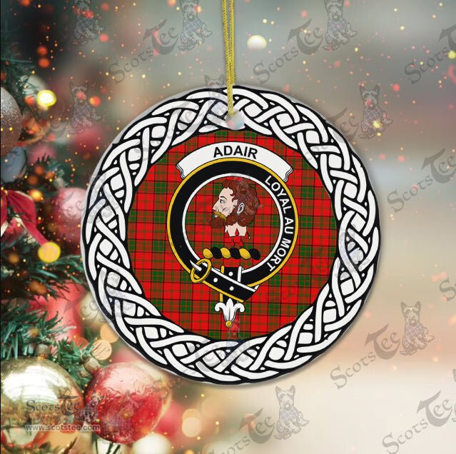 Adair Scottish Clan Tartan Crest Badge Plaid Ornament Gift. Christmas Tree Ornament Adair Clan Tartan Ornament,  ceramic ornament, personalized christmas ornaments, christmas tree ornaments, christmas door decorations, Plaid Ornament, Tartan Ceramic Ornament