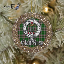 Gray Celtic Circle Plaid Ornament Gift. Christmas Tree Ornament Tartan Ornament Great Christmas Ornaments Gift - Scotstee Shop