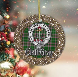 Gray Celtic Circle Plaid Ornament Gift. Christmas Tree Ornament Tartan Ornament Great Christmas Ornaments Gift - Scotstee Shop
