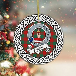 Erskine Tartan Ornament,  ceramic ornament, personalized christmas ornaments, christmas tree ornaments, christmas door decorations, Plaid Ornament, Tartan Ceramic Ornament