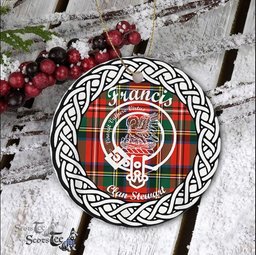 Francis Tartan Ornament,  ceramic ornament, personalized christmas ornaments, christmas tree ornaments, christmas door decorations, Plaid Ornament, Tartan Ceramic Ornament