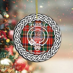 Francis Tartan Ornament,  ceramic ornament, personalized christmas ornaments, christmas tree ornaments, christmas door decorations, Plaid Ornament, Tartan Ceramic Ornament