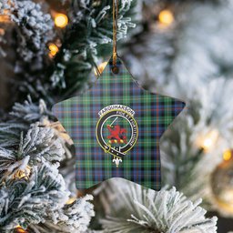 Scotstee Shop - Scotstee Shop Ornament The Farquharson Ancient Clan Tartan Crest Star Ceramic Ornament Christmas Gift