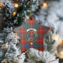 Scotstee Shop - Scotstee Shop Ornament The Fraser Ancient Clan Tartan Crest Star Ceramic Ornament Christmas Gift