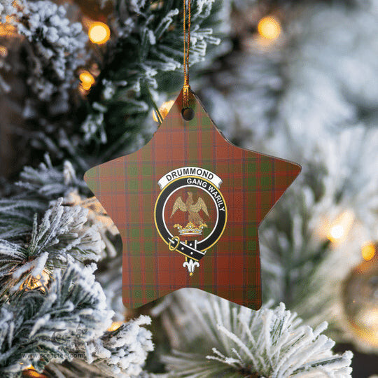 Scotstee Shop - Scotstee Shop Ornament The Drummond Clan Tartan Crest Star Ceramic Ornament Christmas Gift