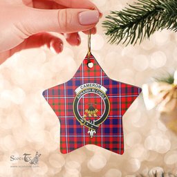 Scotstee Shop - Scotstee Shop Ornament The Cameron of Lochiel Modern Clan Tartan Crest Star Ceramic Ornament Christmas Gift